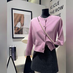 Chanel Pink Cashmere Cardigan--Size 36